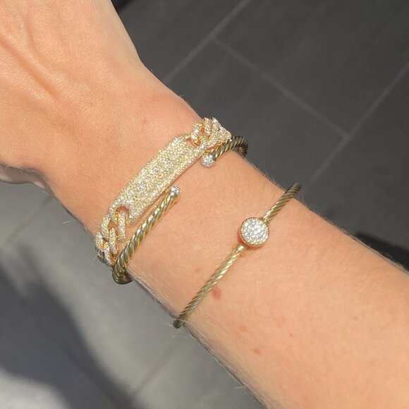 David Yurman 18k Yellow Gold Chatelaine Diamond Bangle Bracelet - Picture 5 of 7